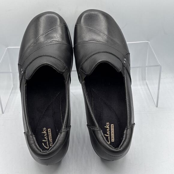 Clarks Collection Esha Marigold Women’s 9M Black Leather Loafers Slip-On Comfort - Picture 5 of 11